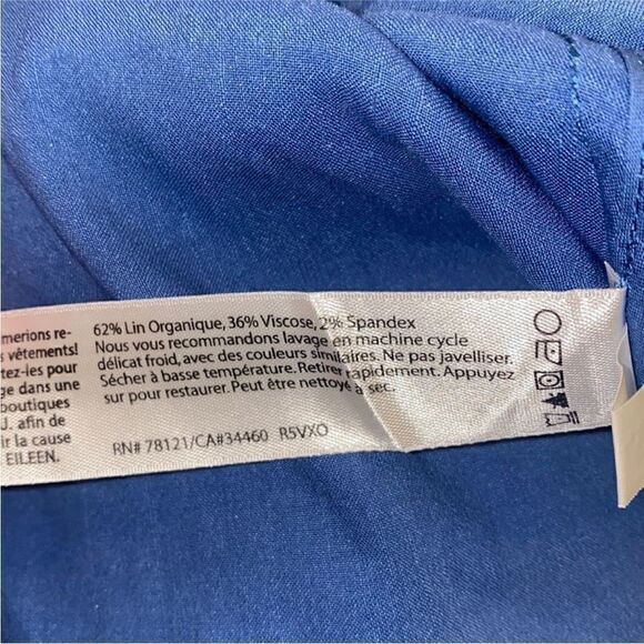 Eileen Fisher NWT Stand Collar Zip Front Organic Linen Blend Jacket Blue Large - Picture 14 of 16